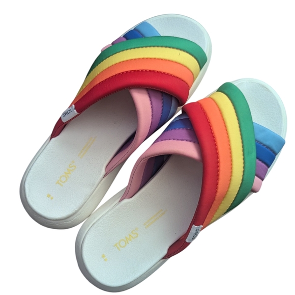TOMS Women's Alpargata Mallow Crossover Sandals Multi Rainbow Jersey - Picture 2 of 12